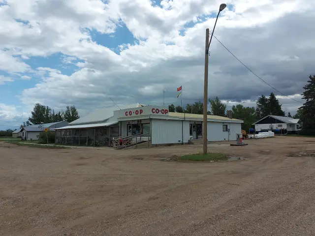 The Co-op store on a gravel street